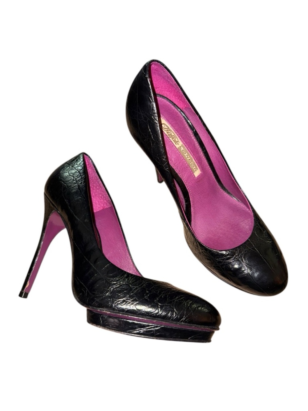 Buffalo London Black Platform Heels Women’s Leather Shoes - US Size 7 - 7 B